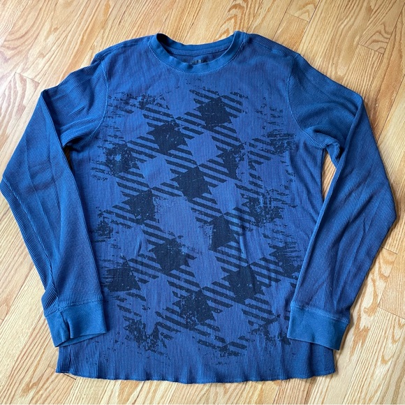 Machine Other - Machine Men’s Blue Long Sleeve Graphic Thermal Shirt, Large